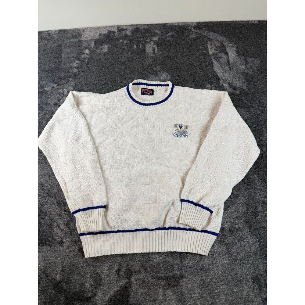 Vtg Nutmeg Mills University Of Kentucky Wildcats Knitted Embroidered Sweater L